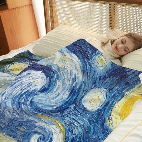 Art Deco Plush Throw 50x60 Vincent Van Gogh Starry Nigh